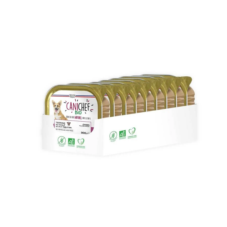 Canichef Terrine Bio Bœuf Sans Céréales Pour Chien 9 X 300 G – Image 2
