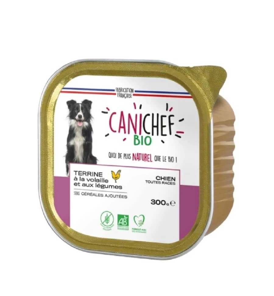 Canichef Terrine Bio Volaille Sans Céréales Pour Chien 9 X 300 G