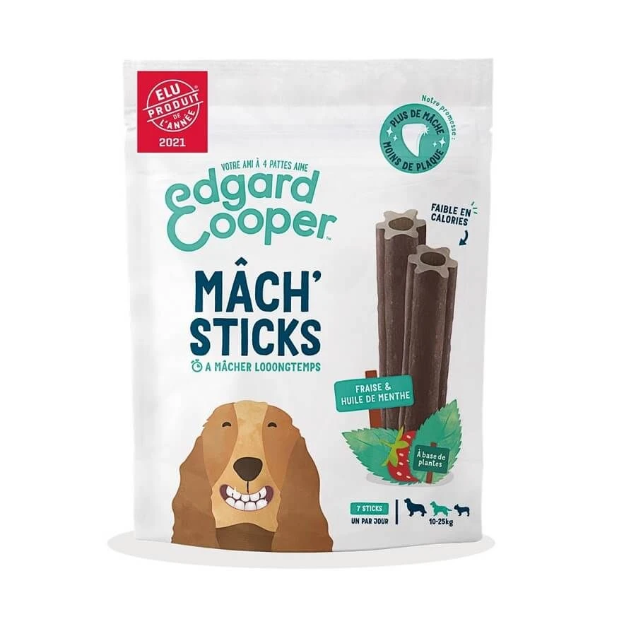 Edgard & Cooper Mach'sticks Fraise Et Menthe Moyen Chien 160 G