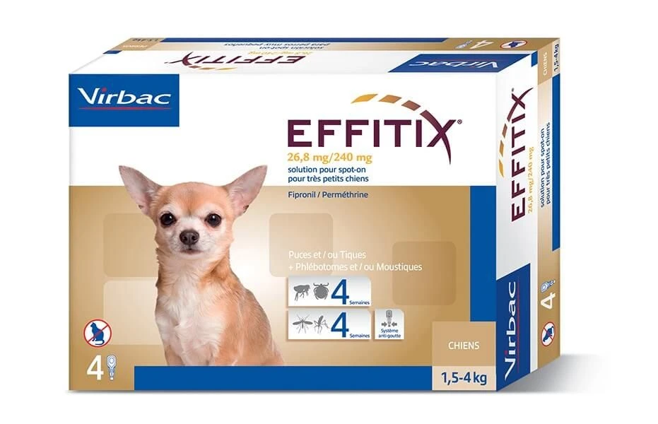 Effitix Spot On Très Petit Chien 1.5 - 4 Kg 4 Pipettes