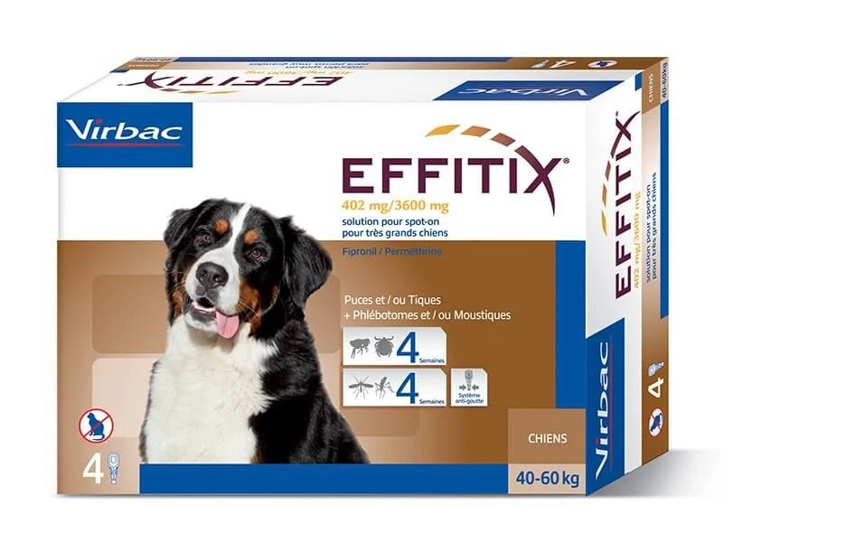 Effitix Spot On Très Grand Chien 40 - 60 Kg 4 Pipettes