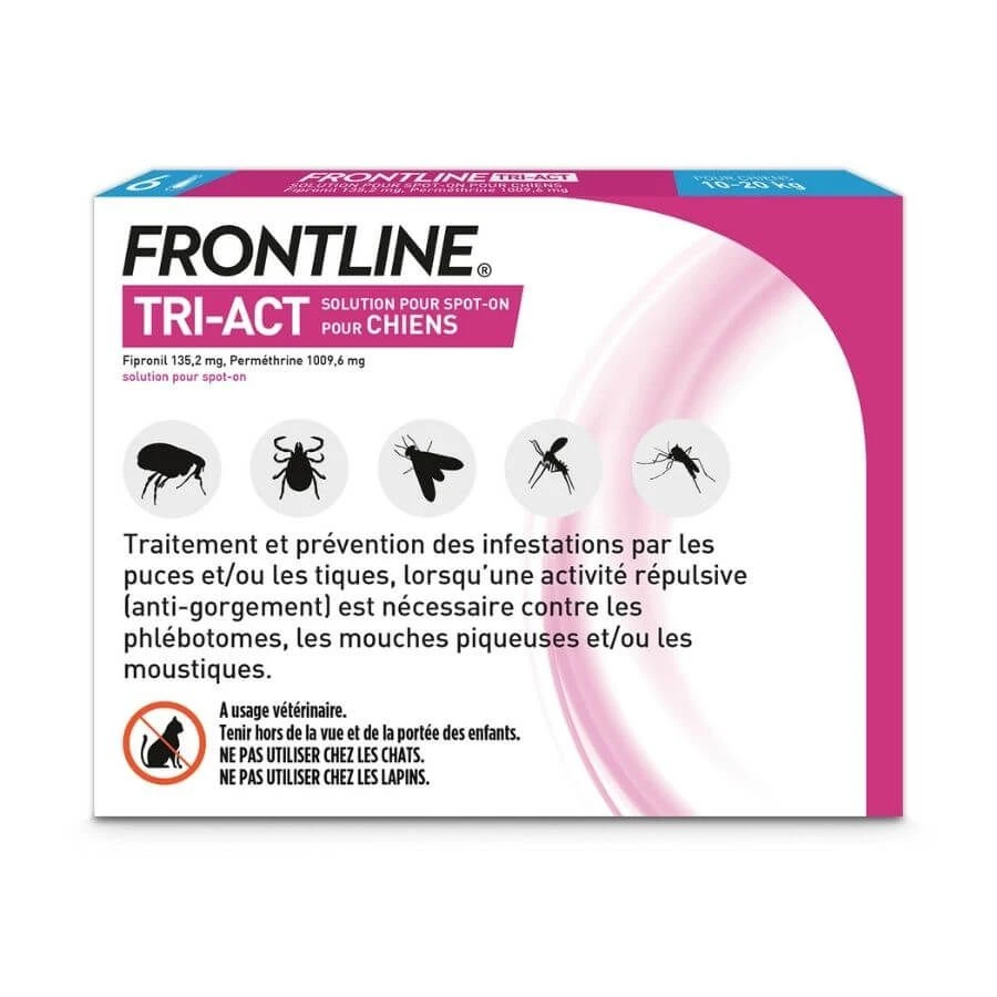 Frontline Tri Act Spot On Chien Moyen 10 - 20 Kg 6 Pipettes – Image 2