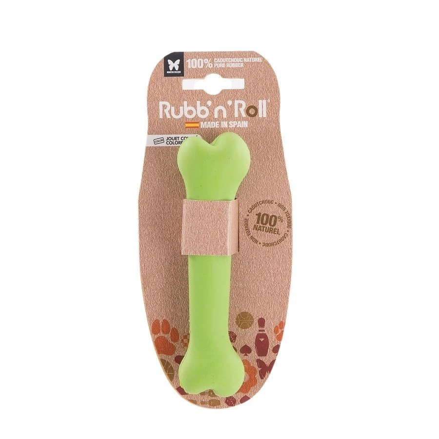 Rubb'n'Roll Color Jouet Chien Os Vert S